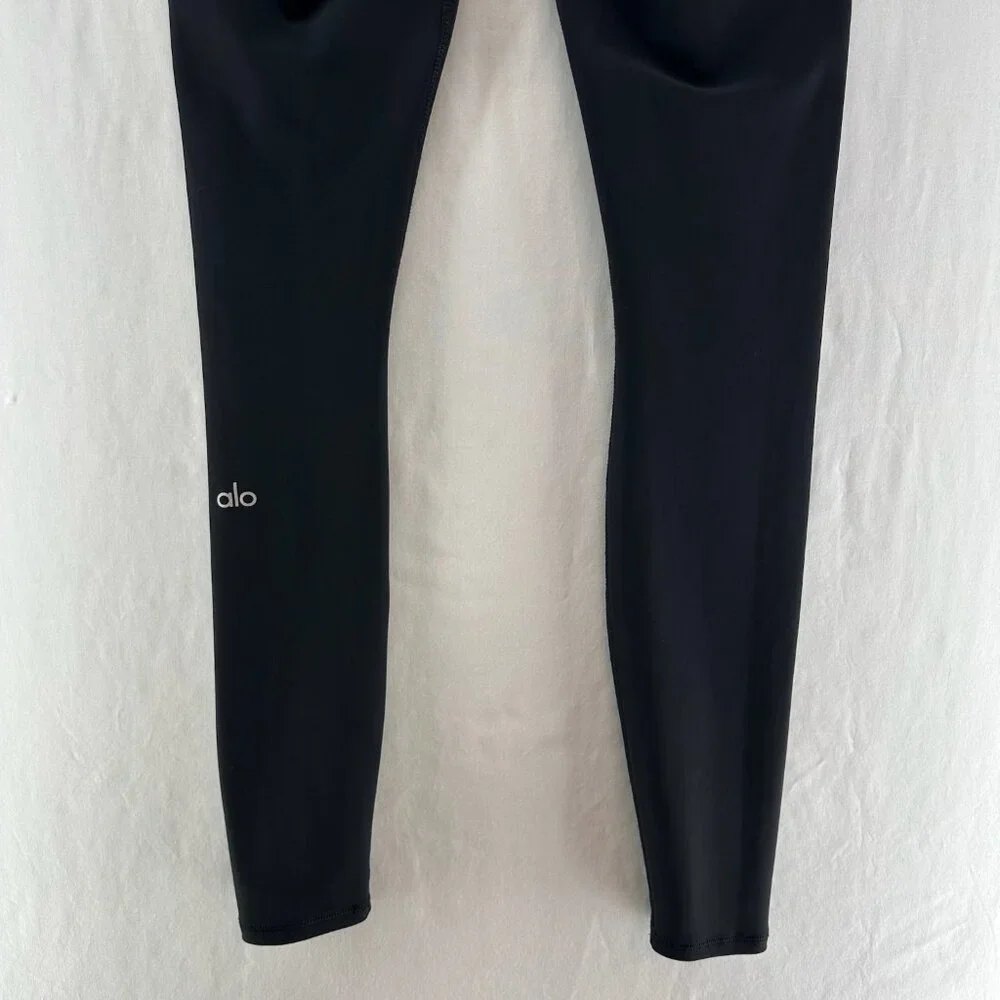 Alo Yoga Ripped Warrior Leggings XS High Rise Stretch Activewear Cut Out Black - Picture 8 of 12